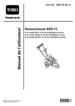 Toro SGR-13 Stump Grinder Tree Care Product Manuel utilisateur