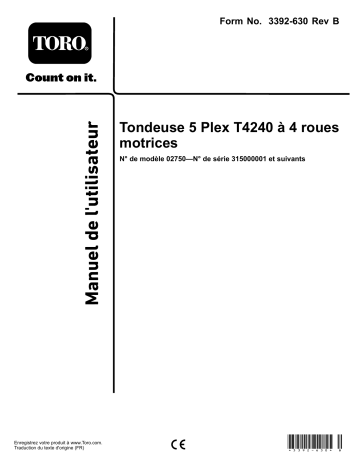 Toro T4240 4-Wheel Drive 5-Plex Traction Unit Riding Product Manuel utilisateur | Fixfr