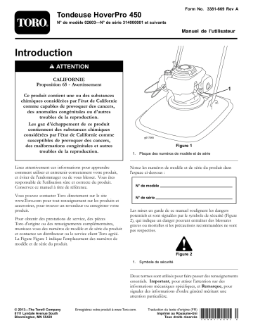 Toro HoverPro 450 Machine Walk Behind Mower Manuel utilisateur | Fixfr
