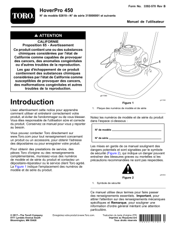 Toro HoverPro 450 Machine Walk Behind Mower Manuel utilisateur | Fixfr