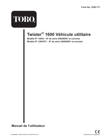 Toro Twister 1600 Utility Vehicle Manuel utilisateur | Fixfr