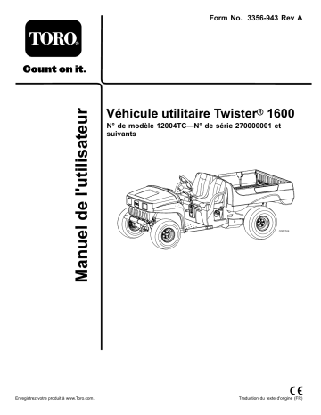 Toro Twister 1600 Utility Vehicle Manuel utilisateur | Fixfr