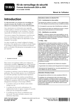 Toro Exit-Side Lockout Kit, 2024 or 4045 Directional Drill Utility Equipment Manuel utilisateur