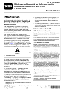 Toro Long-Range Exit-Side Lockout Kit, 4045, 4050, or 2226 Directional Drill Utility Equipment Manuel utilisateur
