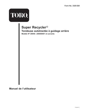 Toro Super Recycler Mower, SR-21OSK Walk Behind Mower Manuel utilisateur | Fixfr