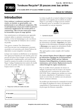 Toro 20in Recycler/Rear Bagging Lawn Mower Walk Behind Mower Manuel utilisateur