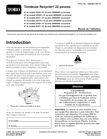 Toro 22in Recycler Lawn Mower Walk Behind Mower Manuel utilisateur | Fixfr