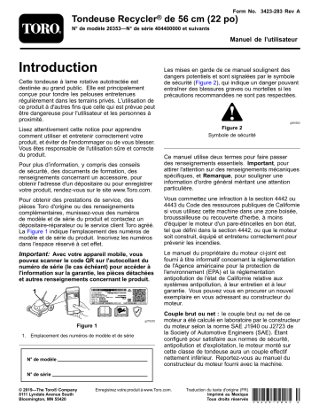 Toro 22in Recycler Lawn Mower Walk Behind Mower Manuel utilisateur | Fixfr