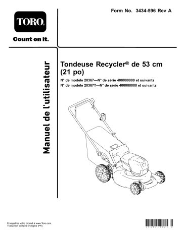 Toro Flex-Force Power System 60V MAX 21in Recycler Lawn Mower Walk Behind Mower Manuel utilisateur | Fixfr