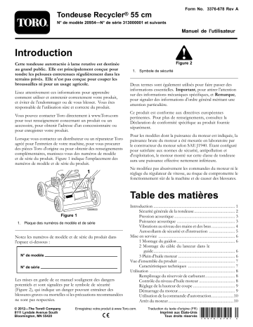 Toro 55cm Recycler Lawn Mower Walk Behind Mower Manuel utilisateur | Fixfr