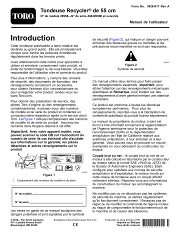 Toro 55cm Recycler Lawn Mower Walk Behind Mower Manuel utilisateur | Fixfr