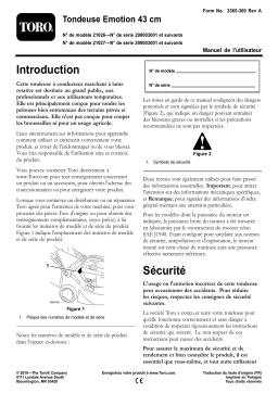 Toro Emotion 43cm Lawn Mower Walk Behind Mower Manuel utilisateur