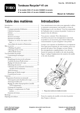 Toro 41cm Recycler Lawn Mower Walk Behind Mower Manuel utilisateur