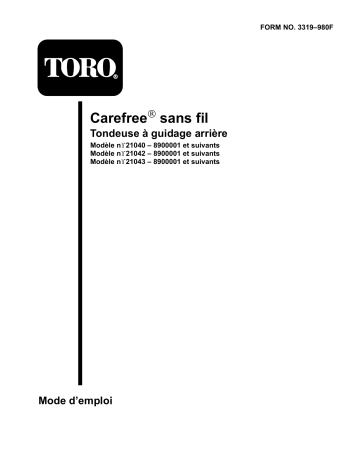 Toro Carefree Cordless Lawnmower, 24V Walk Behind Mower Manuel utilisateur | Fixfr