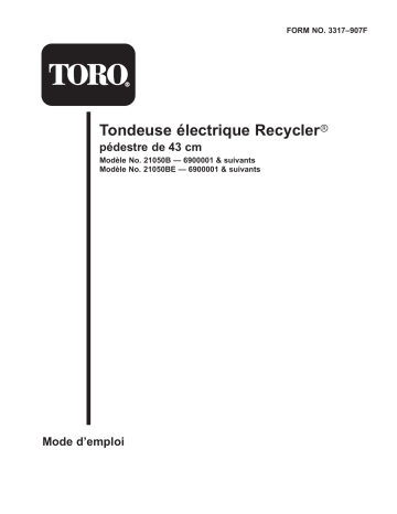 Toro 43cm Recycler Electric Lawnmower Walk Behind Mower Manuel utilisateur | Fixfr