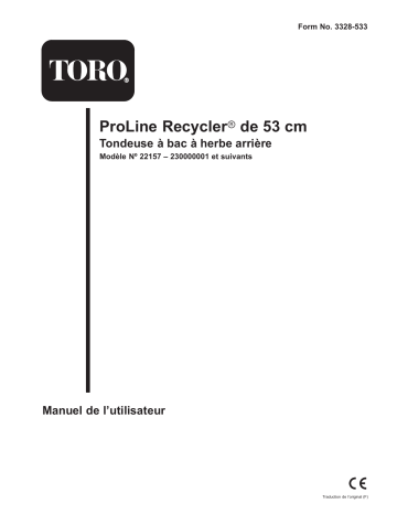 Toro 53cm Recycler/Rear-Bagger Mower Walk Behind Mower Manuel utilisateur | Fixfr