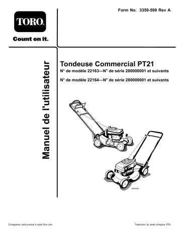 Toro PT21 Trim Mower Walk Behind Mower Manuel utilisateur | Fixfr