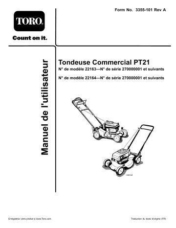 Toro PT21 Trim Mower Walk Behind Mower Manuel utilisateur | Fixfr