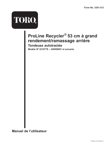 Toro 53cm Heavy-Duty Recycler/Rear Bagger Lawnmower Walk Behind Mower Manuel utilisateur | Fixfr