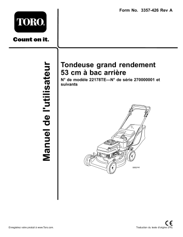 Toro 53cm Heavy-Duty Rear Bagger Lawn Mower Walk Behind Mower Manuel utilisateur | Fixfr