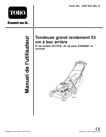 Toro 53cm Heavy-Duty Rear Bagger Lawn Mower Walk Behind Mower Manuel utilisateur | Fixfr