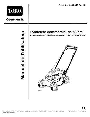 Toro Commercial 53cm Lawn Mower Walk Behind Mower Manuel utilisateur | Fixfr