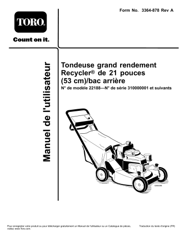 Toro 21in Heavy-Duty Recycler/Rear Bagger Lawn Mower Walk Behind Mower Manuel utilisateur | Fixfr
