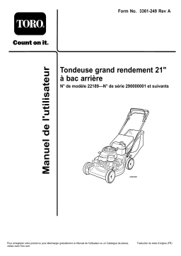 Toro 21in Heavy-Duty Rear Bagger Lawn Mower Walk Behind Mower Manuel utilisateur