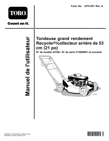 Toro 21in Heavy-Duty Recycler/Rear Bagger Lawn Mower Walk Behind Mower Manuel utilisateur | Fixfr