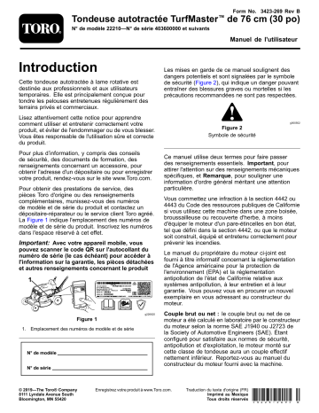 Toro 30in TurfMaster Walk-Behind Lawn Mower Walk Behind Mower Manuel utilisateur | Fixfr