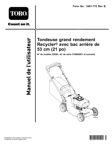 Toro 21in Heavy-Duty Recycler/Rear Bagger Lawn Mower Walk Behind Mower Manuel utilisateur | Fixfr