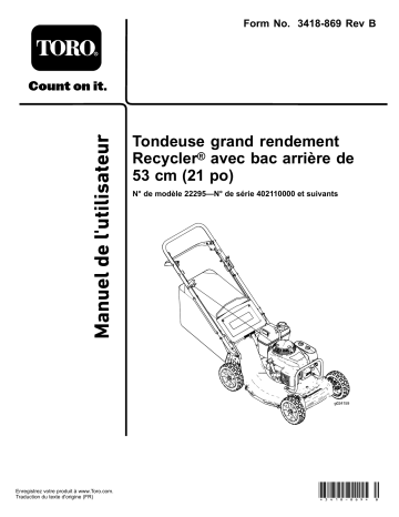 Toro 21in Heavy-Duty Recycler/Rear Bagger Lawn Mower Walk Behind Mower Manuel utilisateur | Fixfr