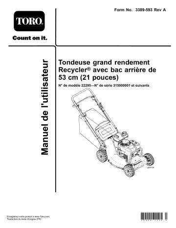 Toro 21in Heavy-Duty Recycler/Rear Bagger Lawn Mower Walk Behind Mower Manuel utilisateur | Fixfr