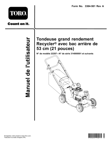 Toro 21in Heavy-Duty Recycler/Rear Bagger Lawn Mower Walk Behind Mower Manuel utilisateur | Fixfr