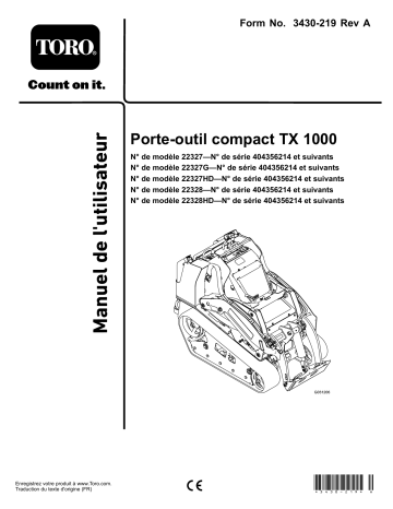 TX 1000 Wide Track Compact Tool Carrier | Toro TX 1000 Compact Tool Carrier Compact Utility Loader Manuel utilisateur | Fixfr