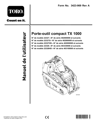 Toro TX 1000 Compact Tool Carrier Compact Utility Loader Manuel utilisateur | Fixfr