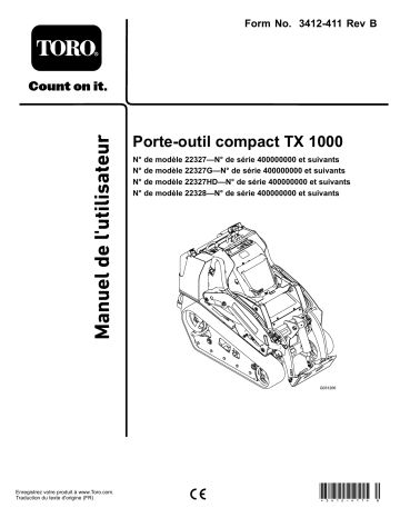 TX 1000 Wide Track Compact Tool Carrier | Toro TX 1000 Compact Tool Carrier Compact Utility Loader Manuel utilisateur | Fixfr