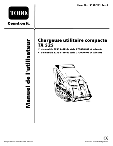 TX 525 Compact Utility Loader | Toro TX 525 Wide Track Compact Utility Loader Manuel utilisateur | Fixfr