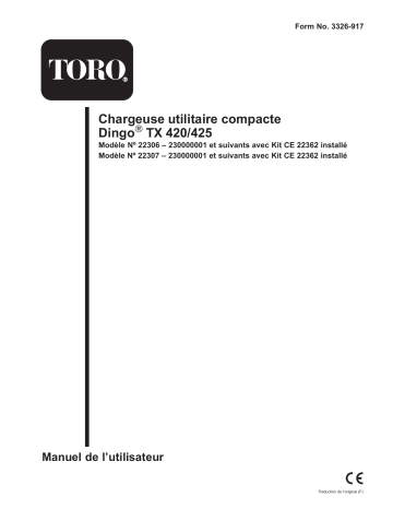 Toro CE Decal Kit, Dingo TX 420 and TX 425 Compact Utility Loader Compact Utility Loaders, Attachment Manuel utilisateur | Fixfr