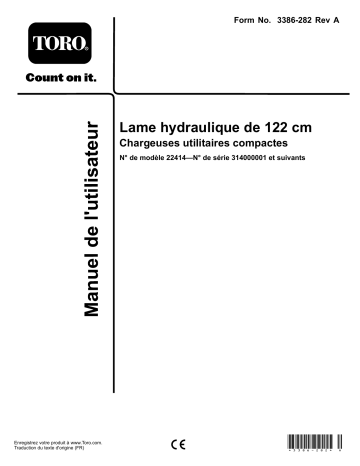Toro 48in Hydraulic Blade, Compact Tool Carriers Compact Utility Loaders, Attachment Manuel utilisateur | Fixfr