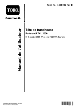 Toro Trencher Head, TXL 2000 Tool Carrier Compact Utility Loaders, Attachment Manuel utilisateur