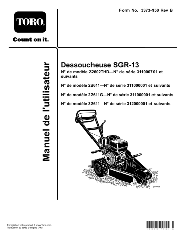 Toro SGR-13 Stump Grinder Tree Care Product Manuel utilisateur | Fixfr