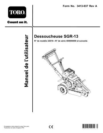 Toro SGR-13 Stump Grinder Tree Care Product Manuel utilisateur | Fixfr