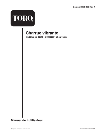 Toro Vibratory Plow, Compact Utility Loaders Compact Utility Loaders, Attachment Manuel utilisateur | Fixfr