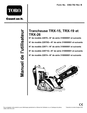 TRX-19 Trencher | TRX-15 Trencher | Toro TRX-26 Trencher Manuel utilisateur | Fixfr