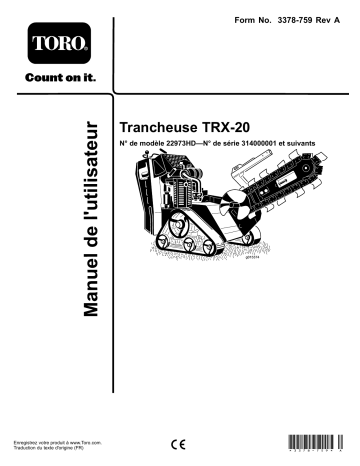 Toro TRX-20 Trencher Manuel utilisateur | Fixfr