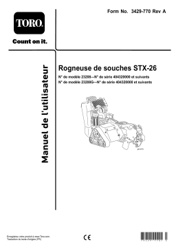 Toro STX-26 Stump Grinder Tree Care Product Manuel utilisateur