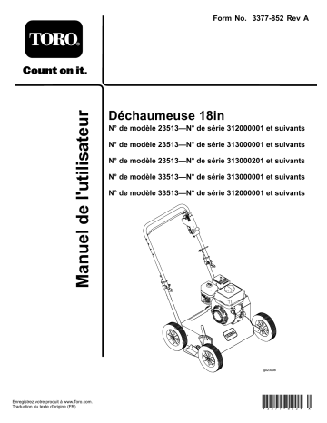 Toro 18in Dethatcher Manuel utilisateur | Fixfr