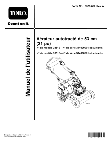 Toro 21in Walk-Behind Aerator Manuel utilisateur | Fixfr