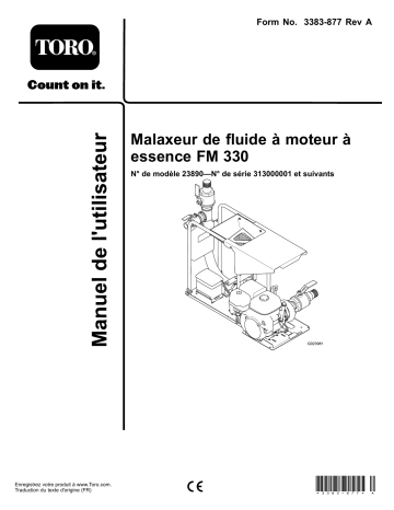 Toro Gas-Powered FM 330 Fluid Mixer Utility Equipment Manuel utilisateur | Fixfr